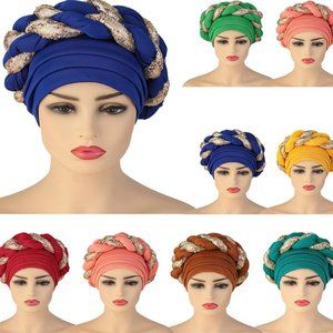 10 Assorted Colors BeanieTurban Headband Braided Cap For Everyday Use or Parties